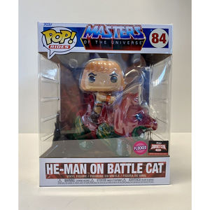 Funko Pop! Rides He-Man on Battle Cat Masters of the Universe #84 FLOCKED NEW